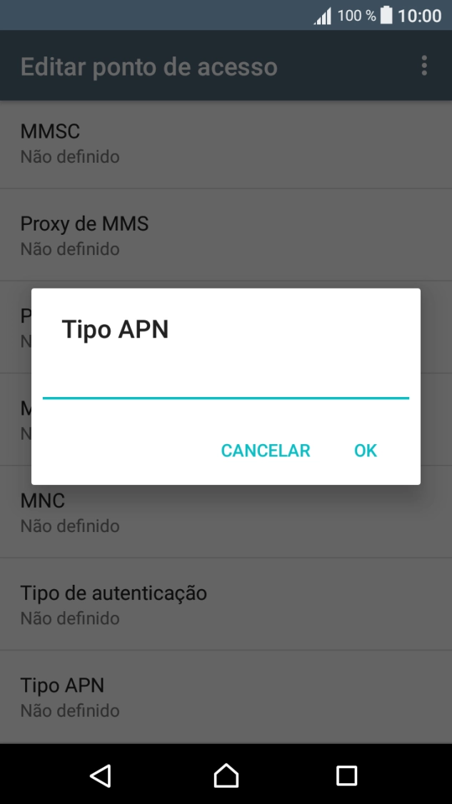 Introduza default e prima OK.
