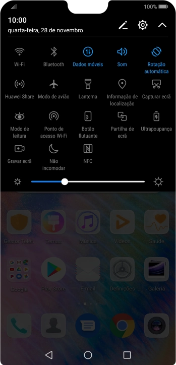 Prima Modo de avião para ativar ou desativar a função.