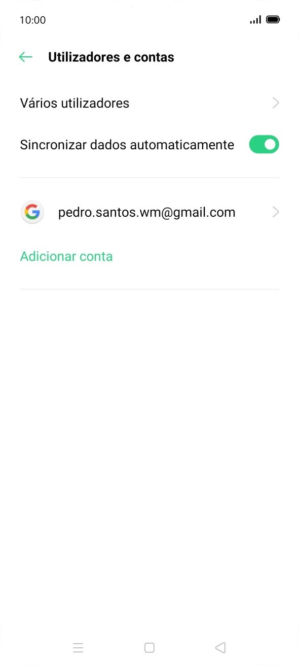 Prima Adicionar conta.