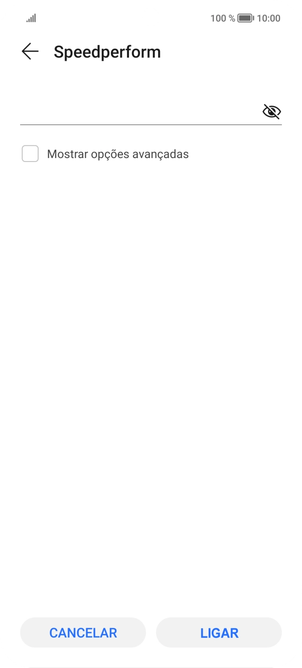 Introduza a password da rede Wi-Fi e prima LIGAR.