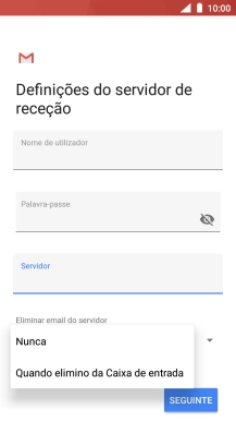 Prima Nunca para manter os e-mails no servidor quando estes são apagados no telefone.