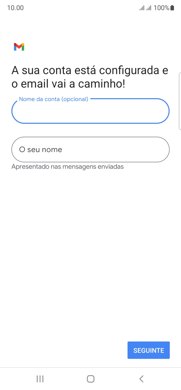 Prima O seu nome e introduza o nome do remetente pretendido.