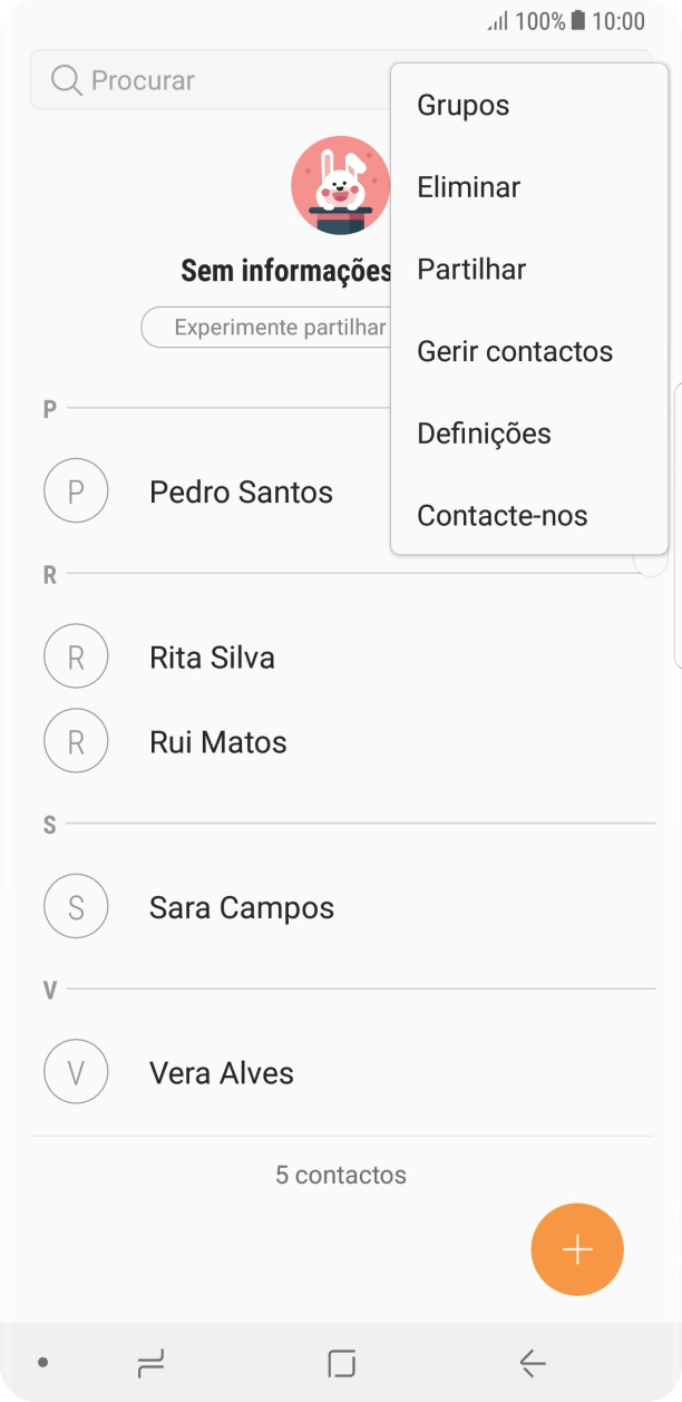 Prima Gerir contactos.