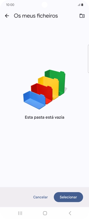 Se quiser criar uma nova pasta, prima o ícone de nova pasta e siga as indicações no ecrã para criar uma nova pasta.