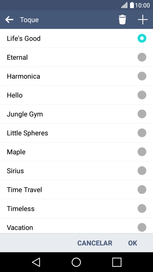 Prima o ícone para adicionar um tom de toque.