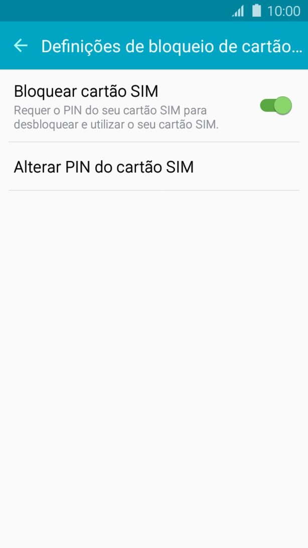 Prima Bloquear cartão SIM para ativar ou desativar a função.
