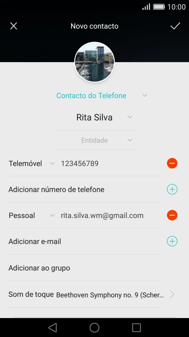 Prima o ícone para aceitar.