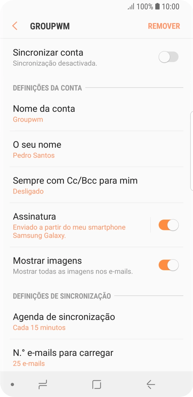 Prima Agenda de sincronização.