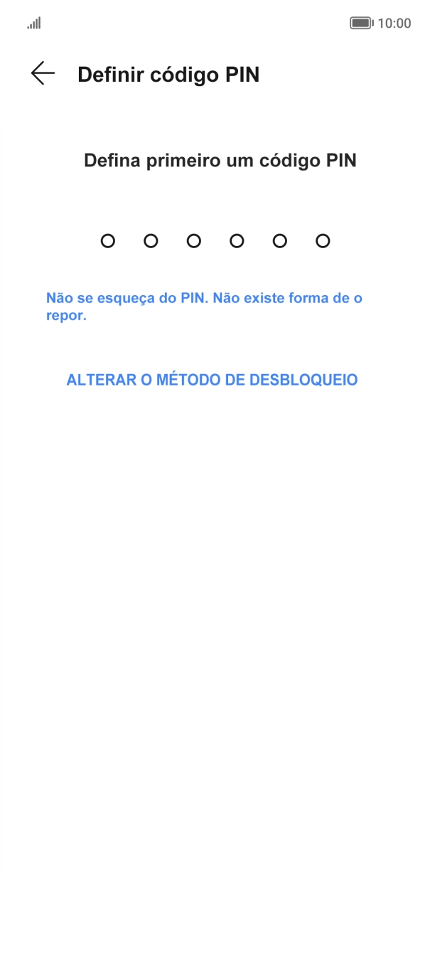 Prima ALTERAR O MÉTODO DE DESBLOQUEIO.