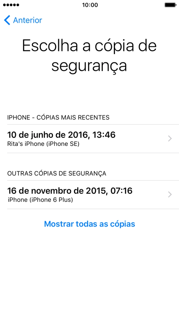 Prima a cópia de segurança pretendida e aguarde enquanto o telefone restaura o conteúdo anterior a partir da cópia de segurança escolhida. Siga as indicações no ecrã para concluir a ativação.