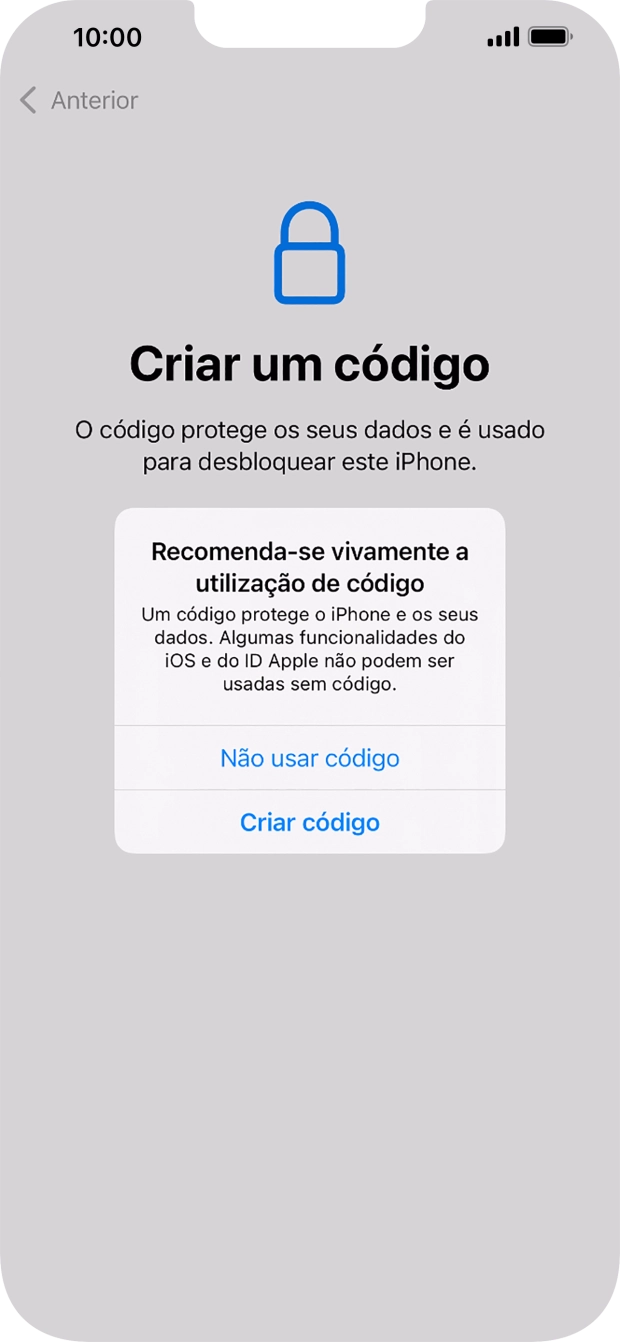 Se desativar a função, prima Não usar código.