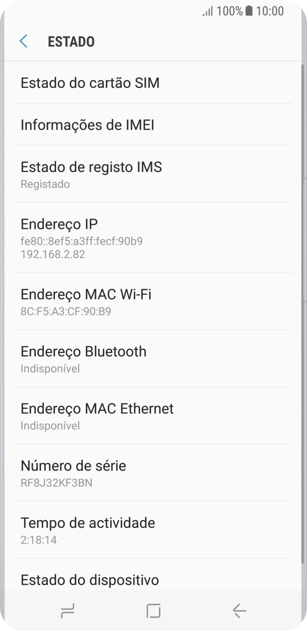 Prima  Informações de IMEI.