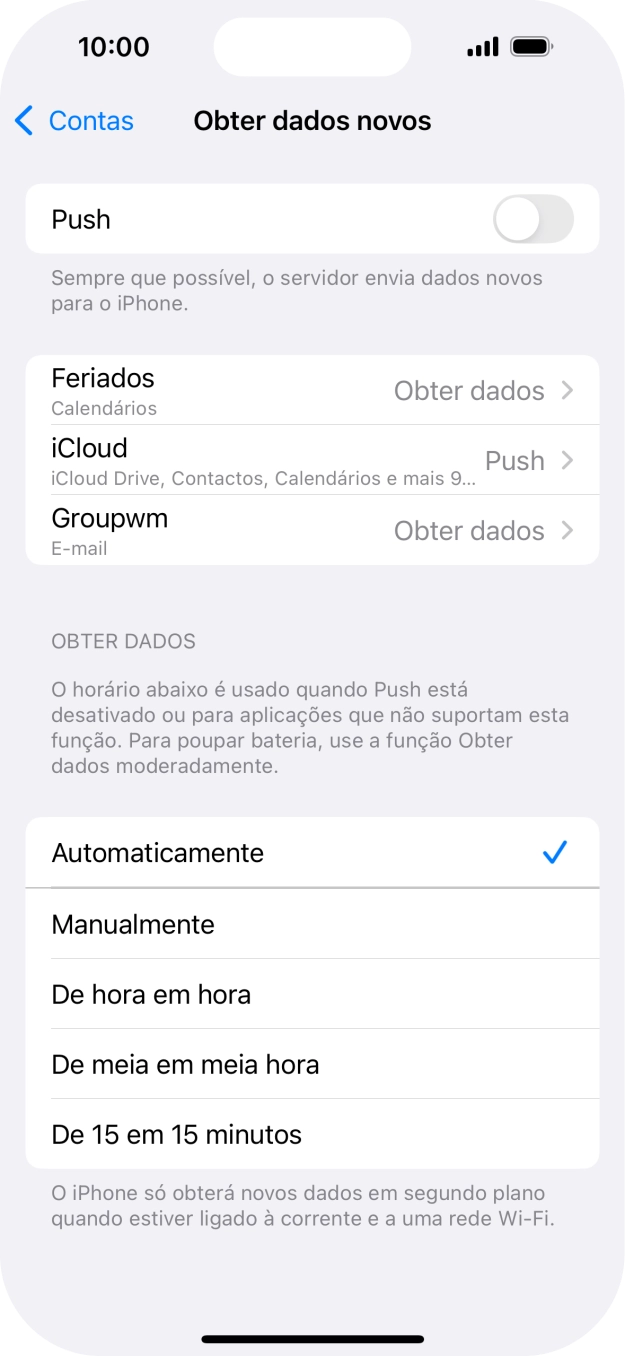 Se desativar a função, prima a definição pretendida.