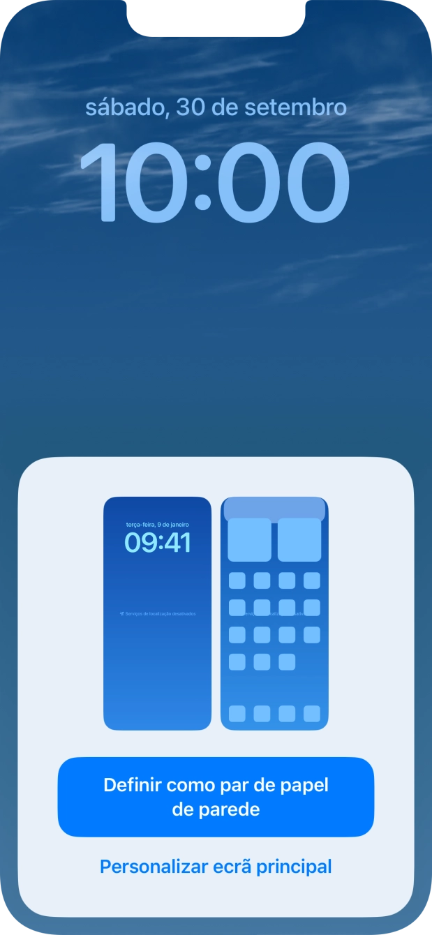 Se pretender utilizar o mesmo esquema de cores para o ecrã principal, prima Definir como par de papel de parede.