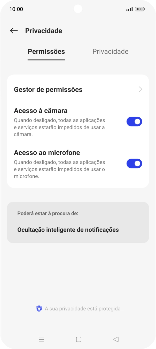 Prima Gestor de permissões.
