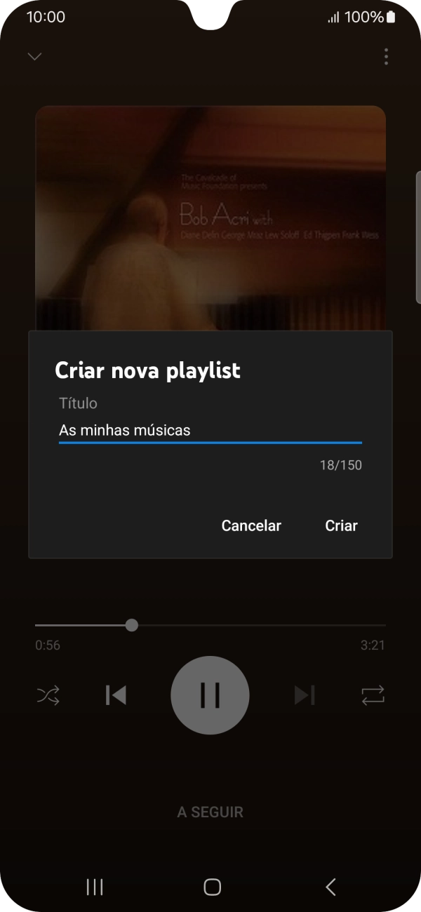 Introduza o nome pretendido para a lista de reprodução e prima Criar.
