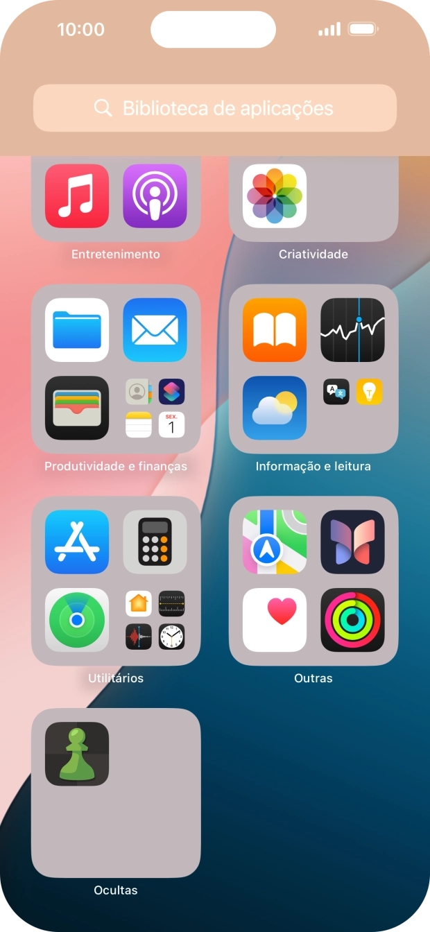 Mantenha premida por um momento a app pretendida.