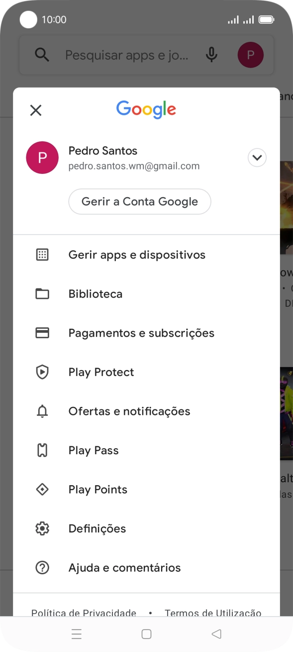 Prima Gerir apps e dispositivos.