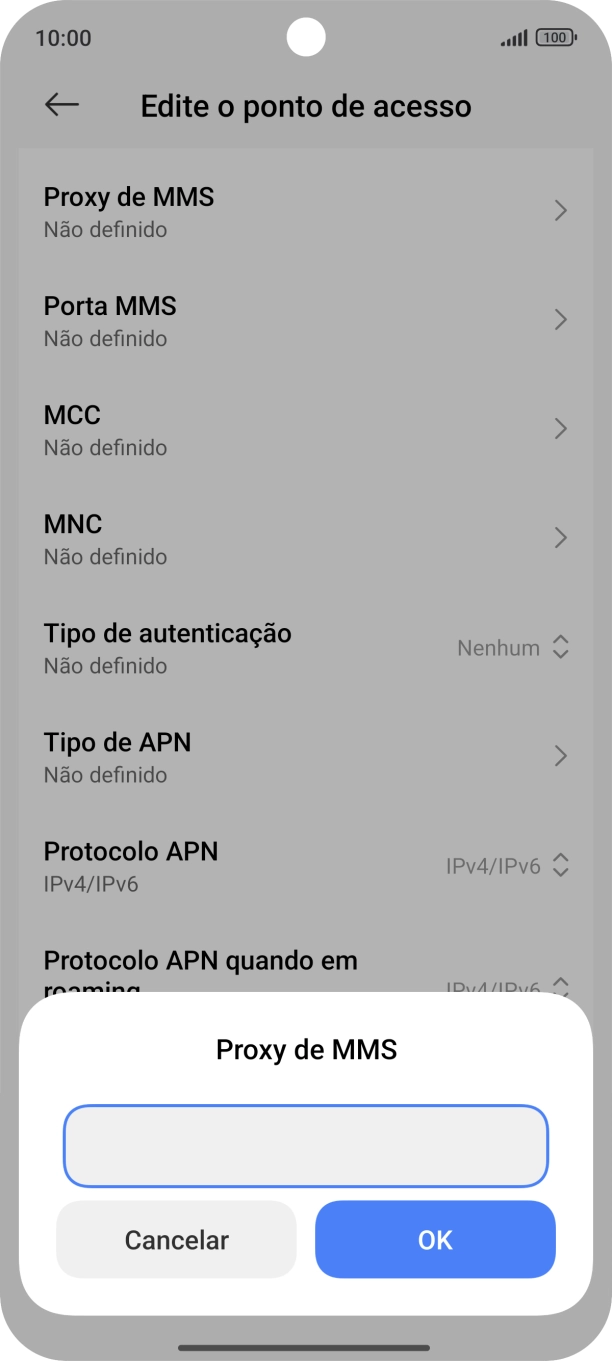 Introduza iproxy.vodafone.pt e prima OK.