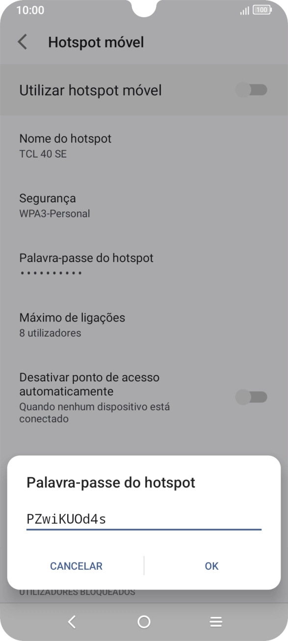 Introduza a password pretendida e prima OK.