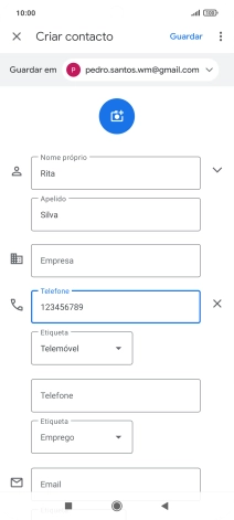 Prima o ícone para guardar.