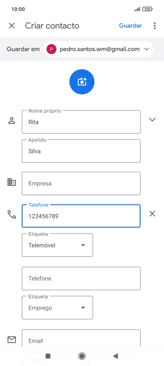 Prima o ícone para guardar.