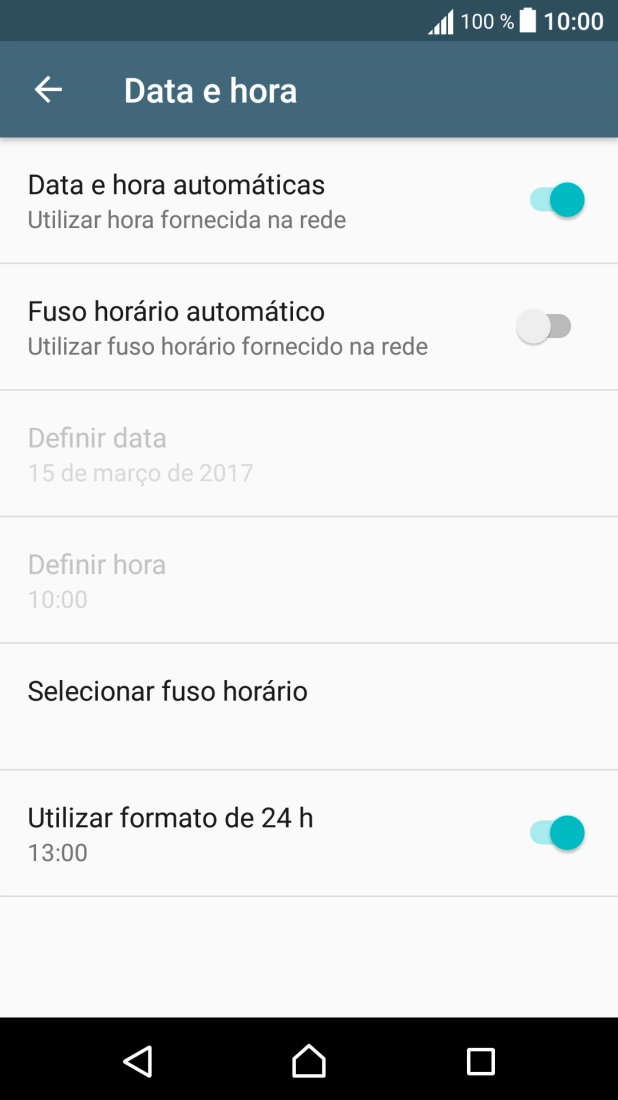 Prima Fuso horário automático para ativar a função.