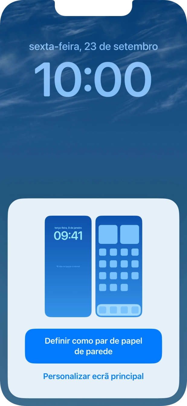 Se pretender utilizar o mesmo esquema de cores para o ecrã principal, prima Definir como par de papel de parede.