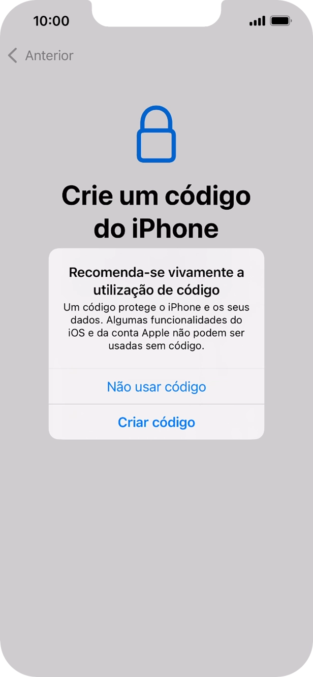 Se desativar a função, prima Não usar código.