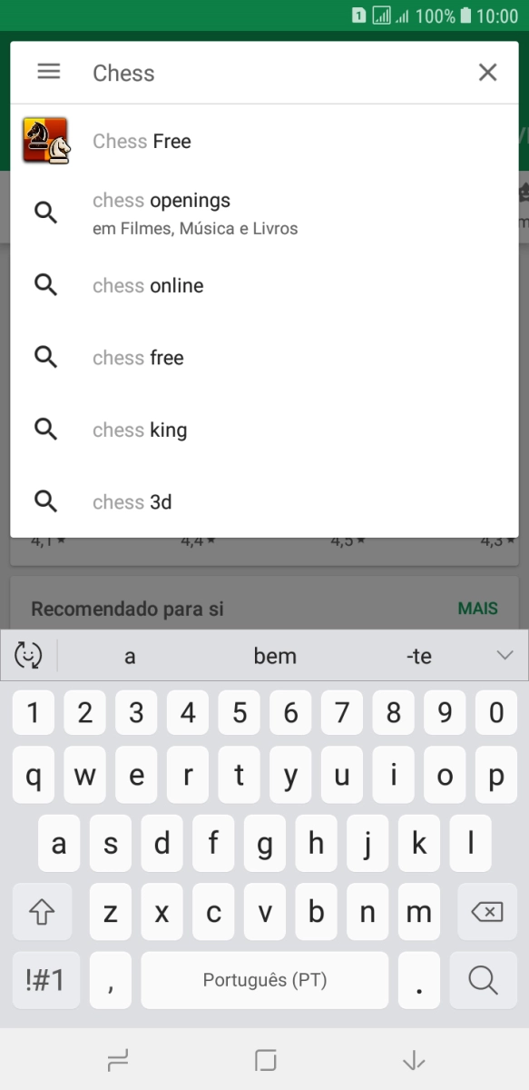 Introduza o nome ou categoria da app pretendida e prima o ícone para pesquisar.