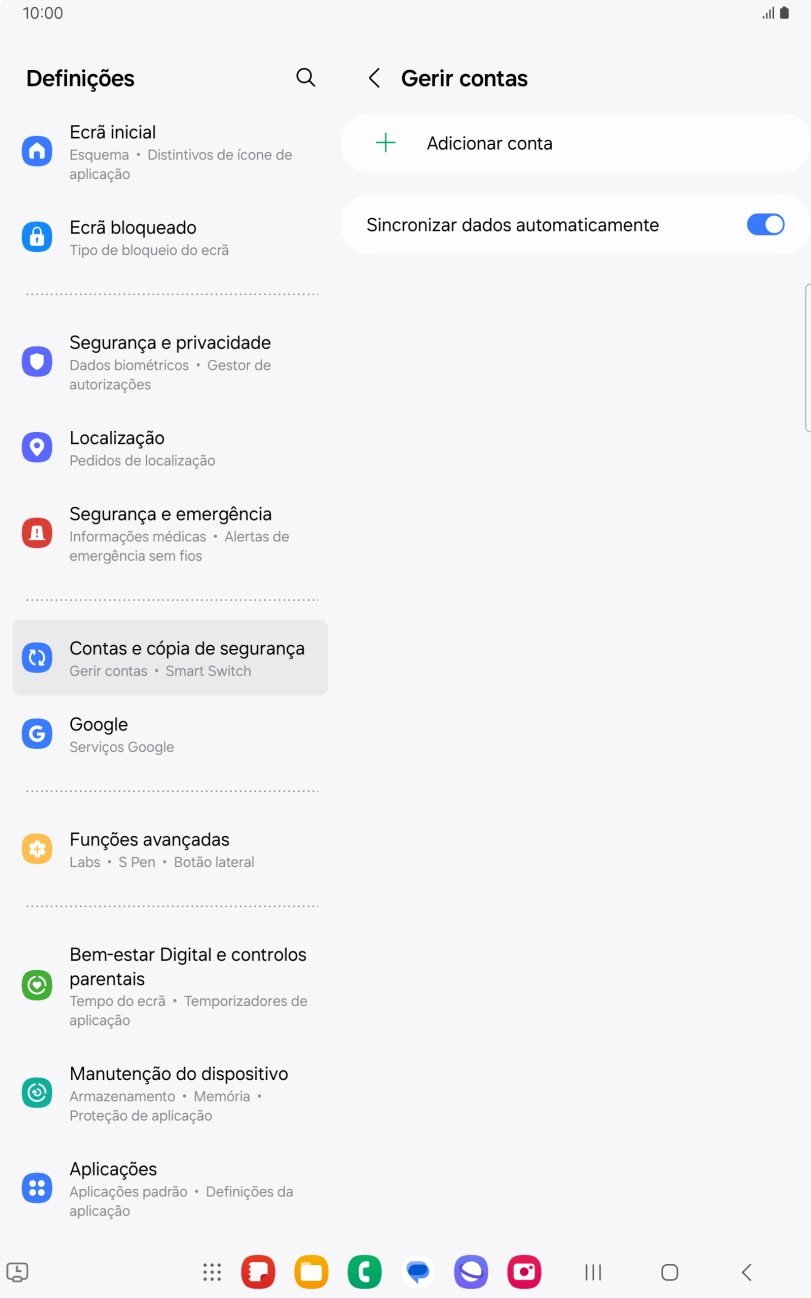 Prima Adicionar conta.