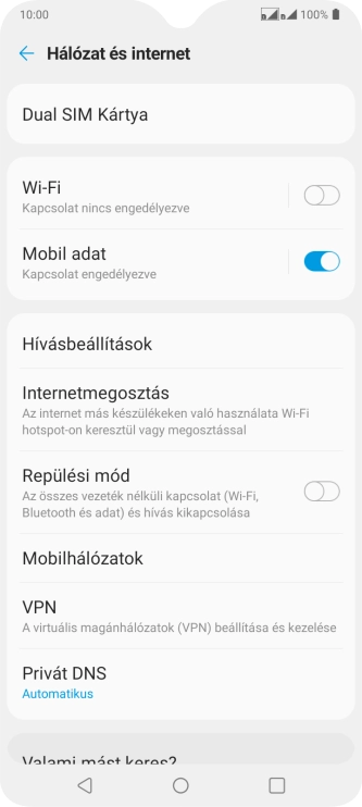 Válaszd a Mobilhálózatok lehetőséget.