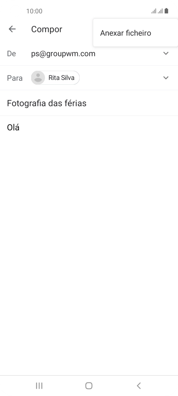 Prima Anexar ficheiro e vá até à pasta pretendida.