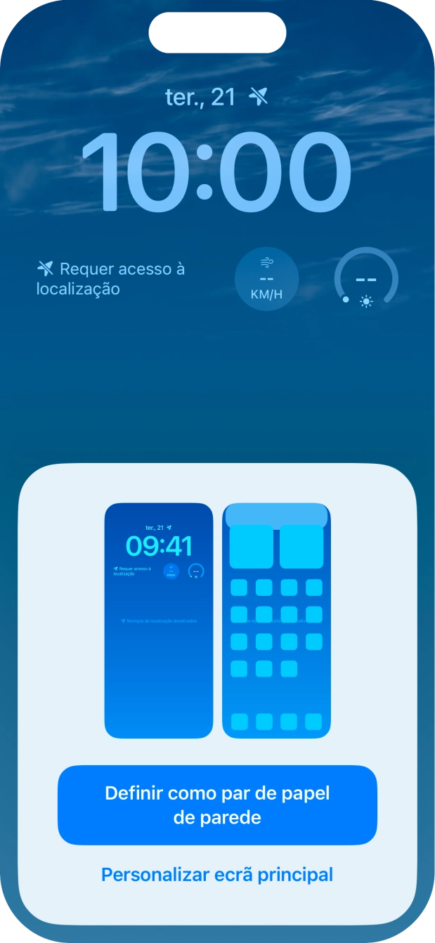 Se pretender utilizar o mesmo esquema de cores para o ecrã principal, prima Definir como par de papel de parede.