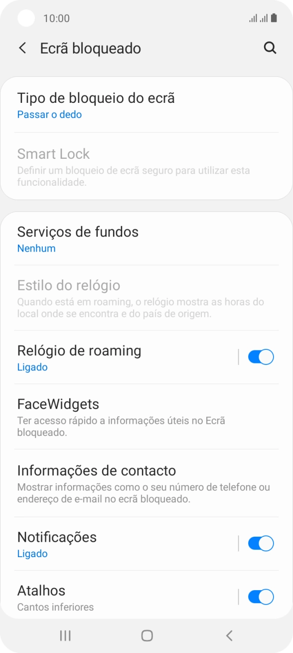 Prima Tipo de bloqueio do ecrã.