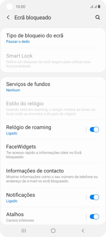 Prima Tipo de bloqueio do ecrã.