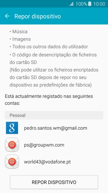 Prima REPOR DISPOSITIVO.