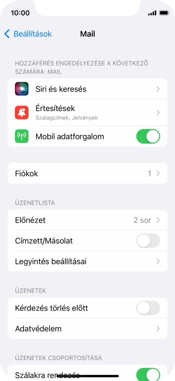 Válaszd a Fiókok lehetőséget.