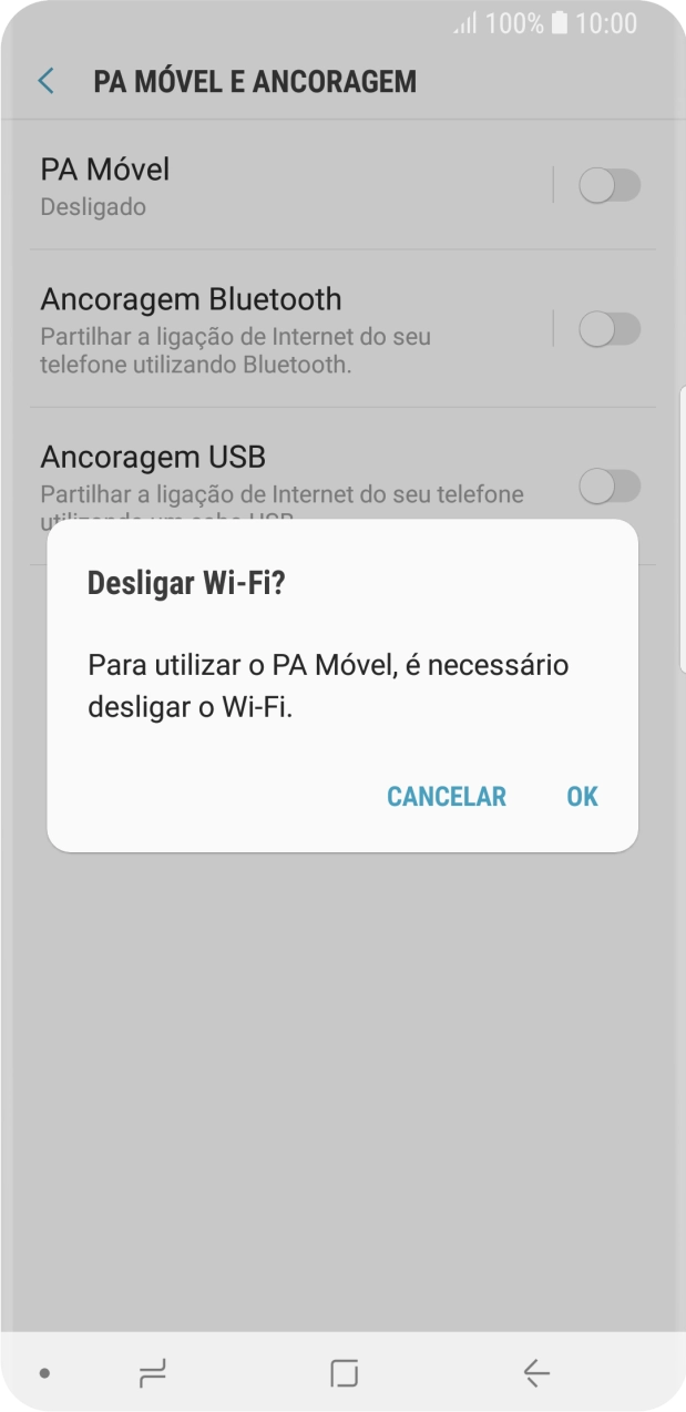 Se o Wi-Fi estiver ativado, prima OK.