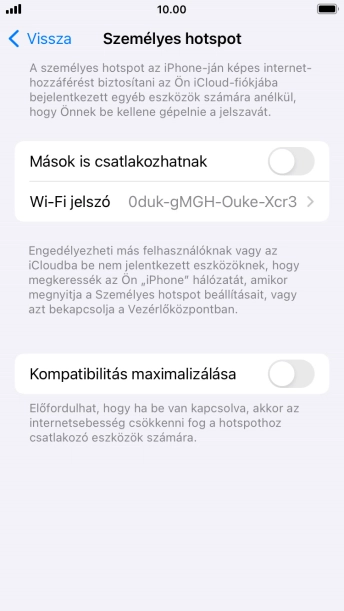 Kattints a Wi-Fi jelszó mezőre, és írd be a kívánt jelszót.