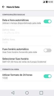 Prima Fuso horário automático para ativar a função.