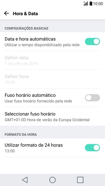Prima Fuso horário automático para ativar a função.