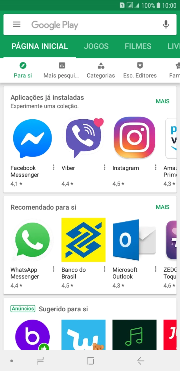 Deslize o dedo sobre o ecrã da esquerda para a direita.