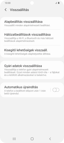 Válaszd a Gyári adatok visszaállítása lehetőséget.