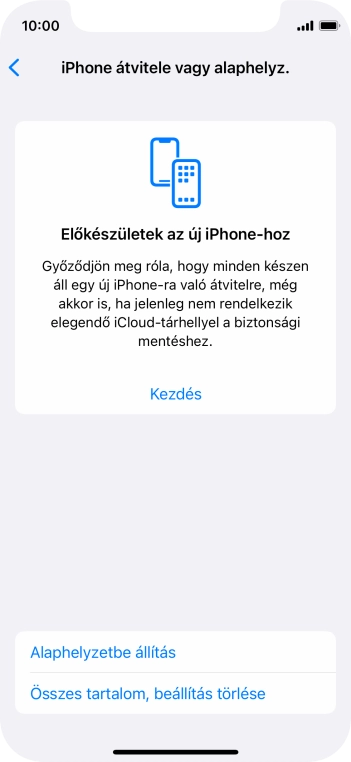 Válaszd az Alaphelyzetbe állítás lehetőséget.