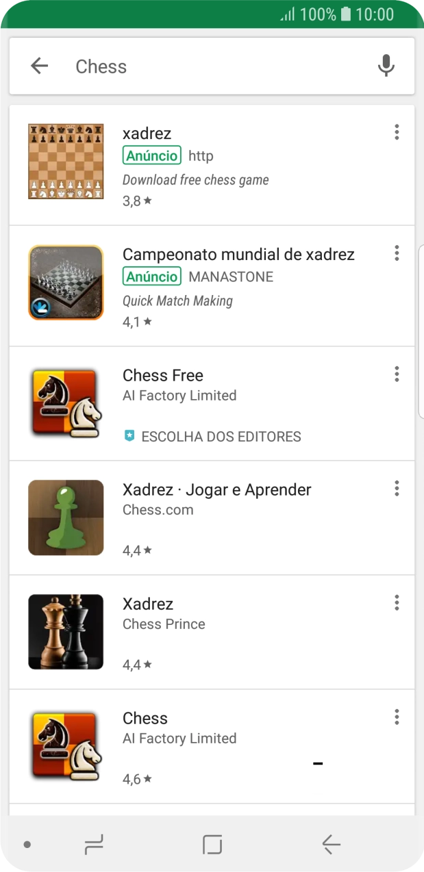 Prima a app pretendida.