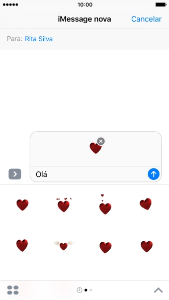 Prima o ícone para enviar quando terminar de escrever a iMessage.