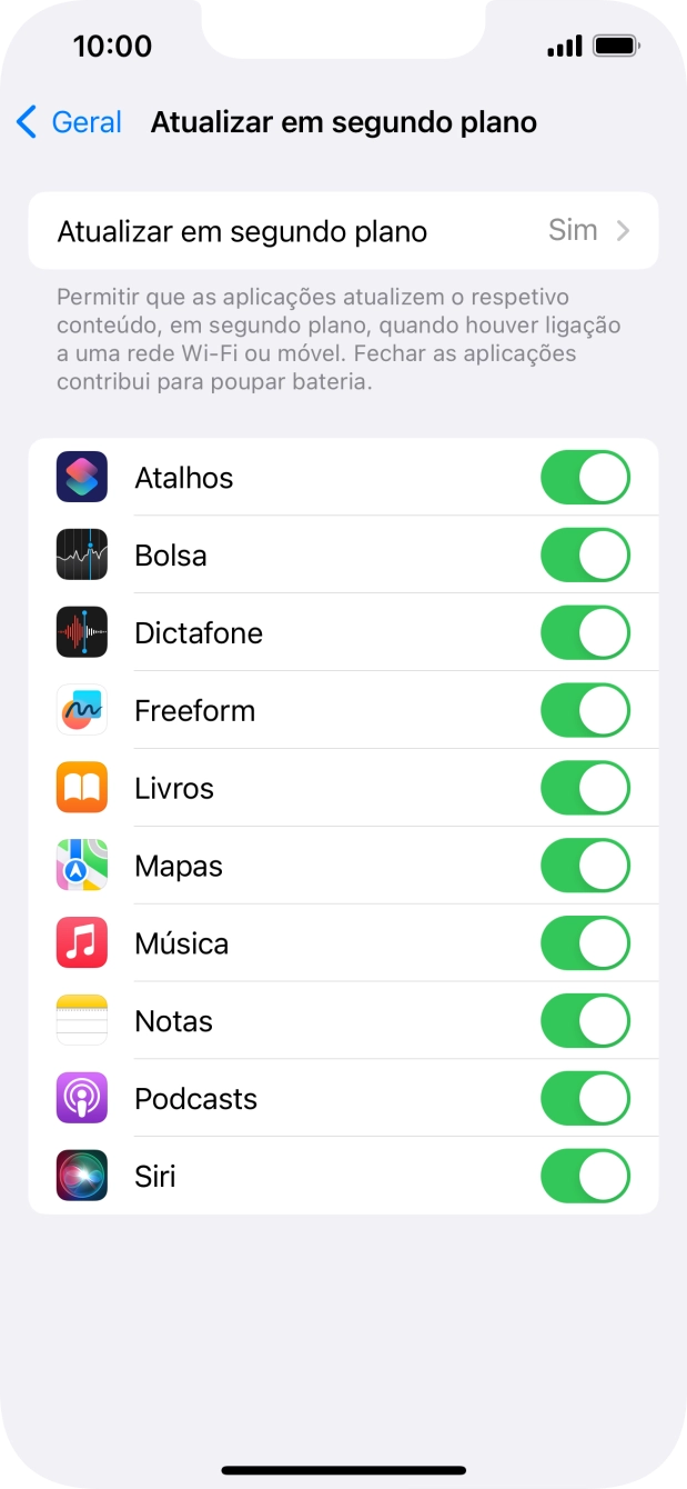 Prima Atualizar em segundo plano.