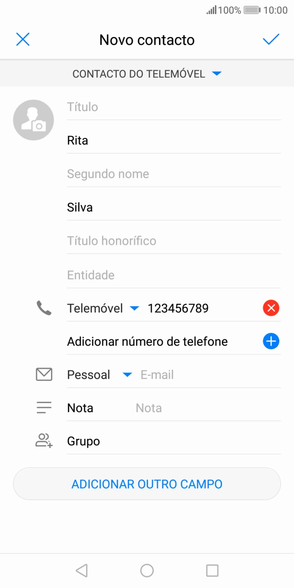 Prima o ícone para aceitar.