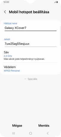 Kattints a „Hálózat neve” alatti mezőre, és írd be a Wi-Fi hotspot kívánt nevét.